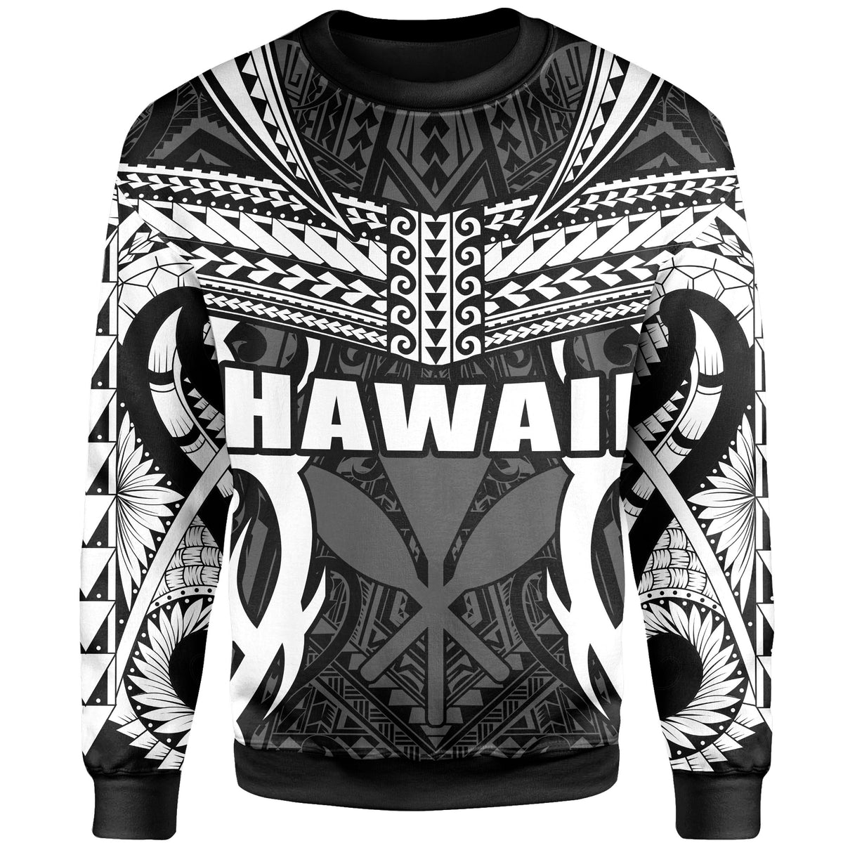 Hawaii Polynesian Tribal Kanaka Maoli Sweatshirt - AH - White - Mark Style - Polynesian Pride
