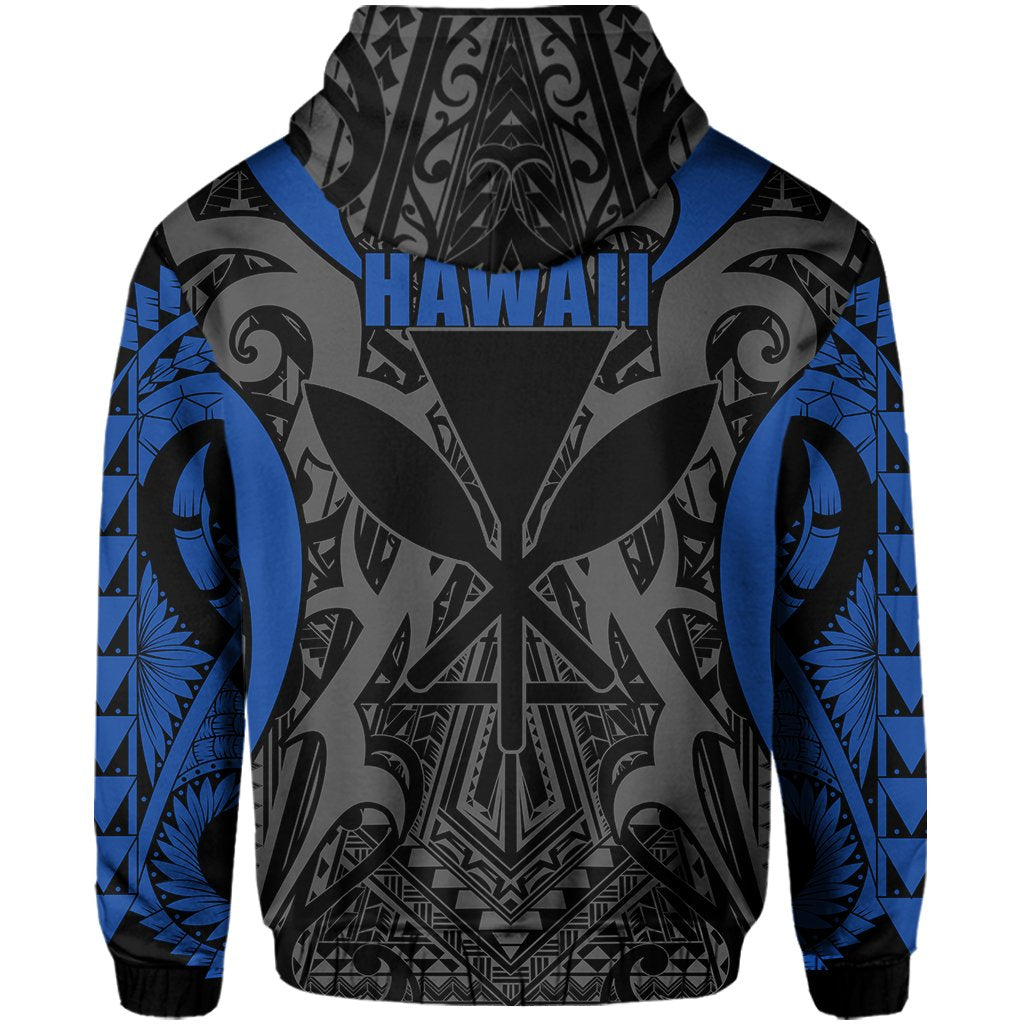 Hawaii Polynesian Tribal Kanaka Maoli Zipper Hoodie Blue Mark Style - Polynesian Pride