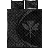 Hawaii Quilt Bed Set - Hawaii Kanaka Polynesian Quilt Bed Set-Circle Style Grey Black - Polynesian Pride