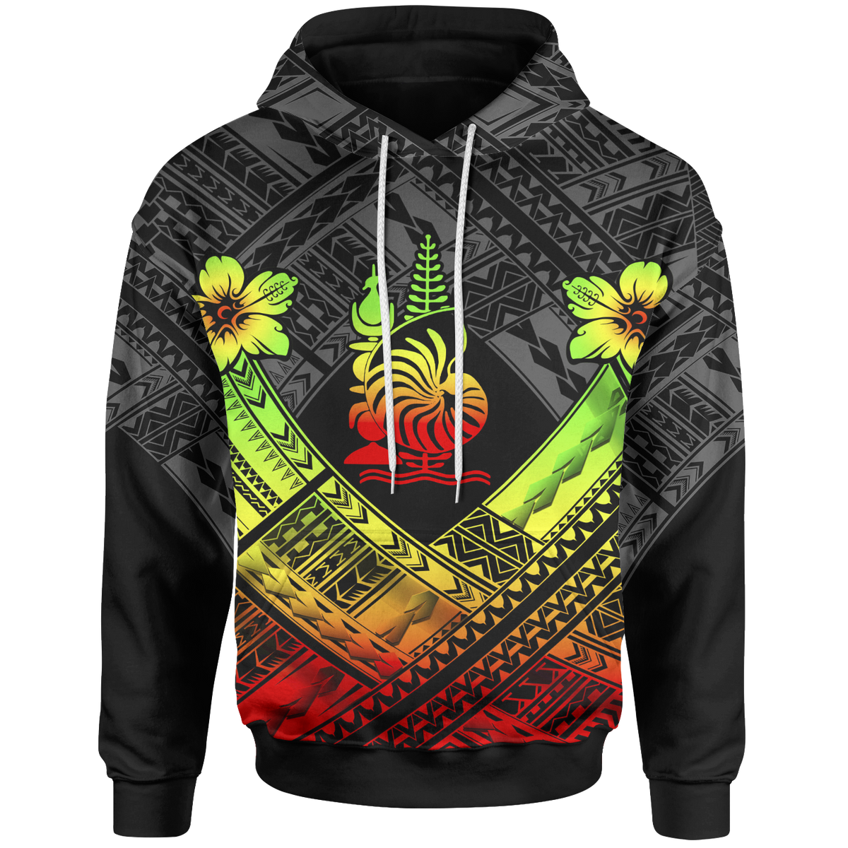 New Caledonia Polynesian Hoodie New Caledonia Reggae Seal Camisole Hibiscus Style Unisex Reggae - Polynesian Pride