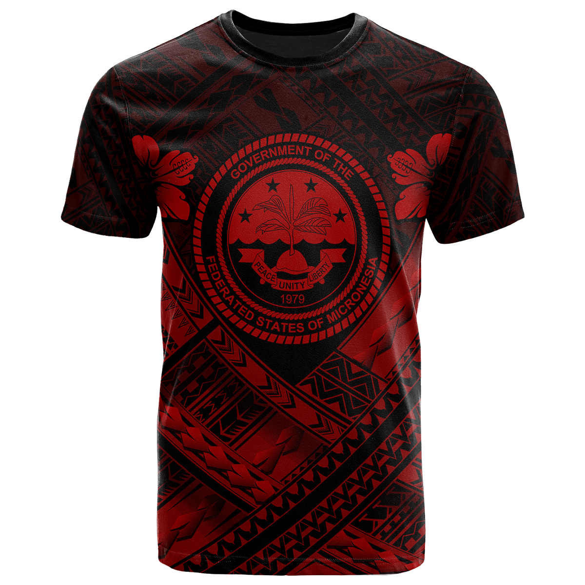 Federated States of Micronesia Polynesian T Shirt Federated States of Micronesia Red Seal Camisole Hibiscus Style Unisex Black - Polynesian Pride