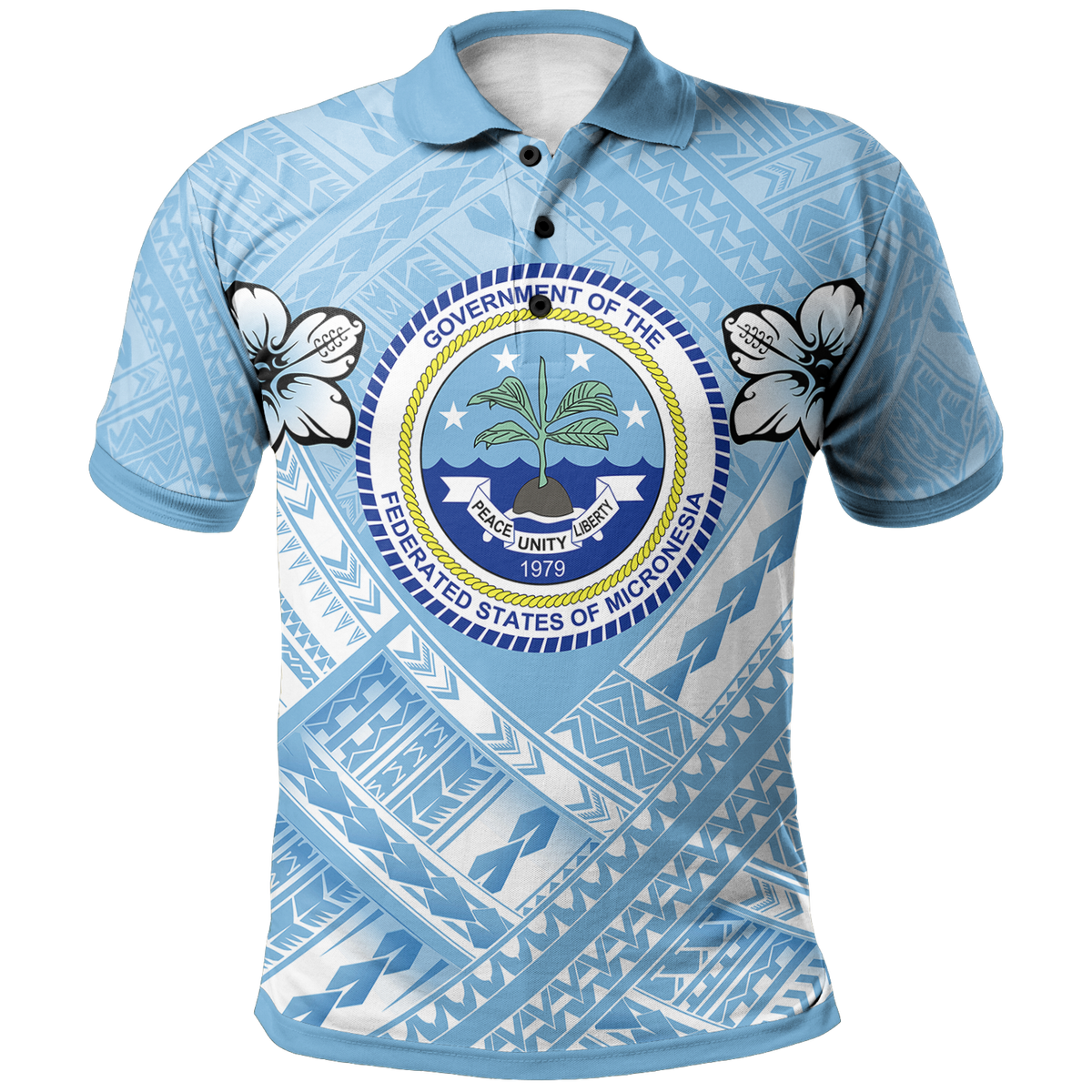 Federated States of Micronesia Polynesian Polo Shirt FSM Flag Camisole Hibiscus Style Unisex Blue - Polynesian Pride