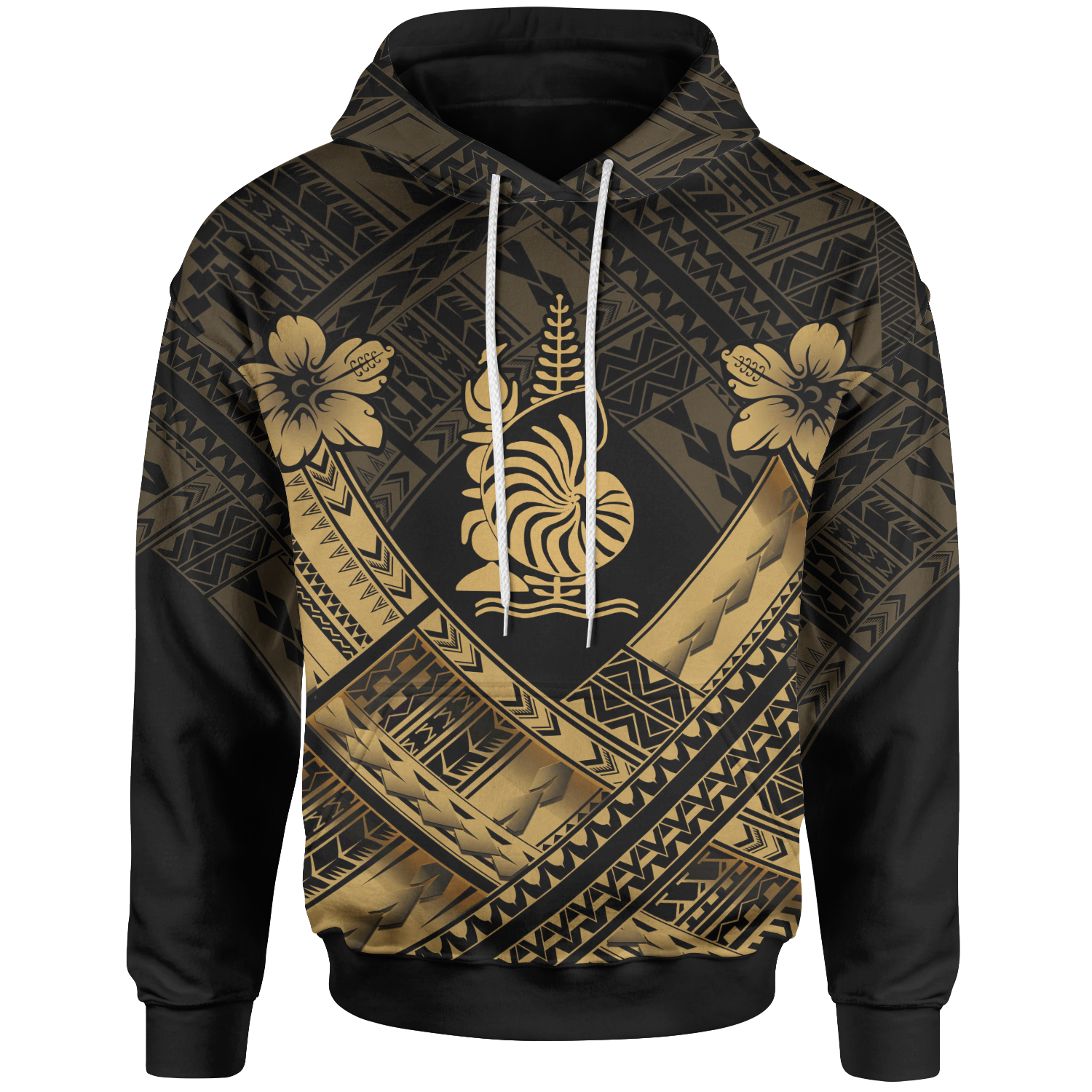 New Caledonia Polynesian Hoodie New Caledonia Gold Seal Camisole Hibiscus Style Unisex Gold - Polynesian Pride