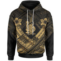 New Caledonia Polynesian Hoodie New Caledonia Gold Seal Camisole Hibiscus Style Unisex Gold - Polynesian Pride