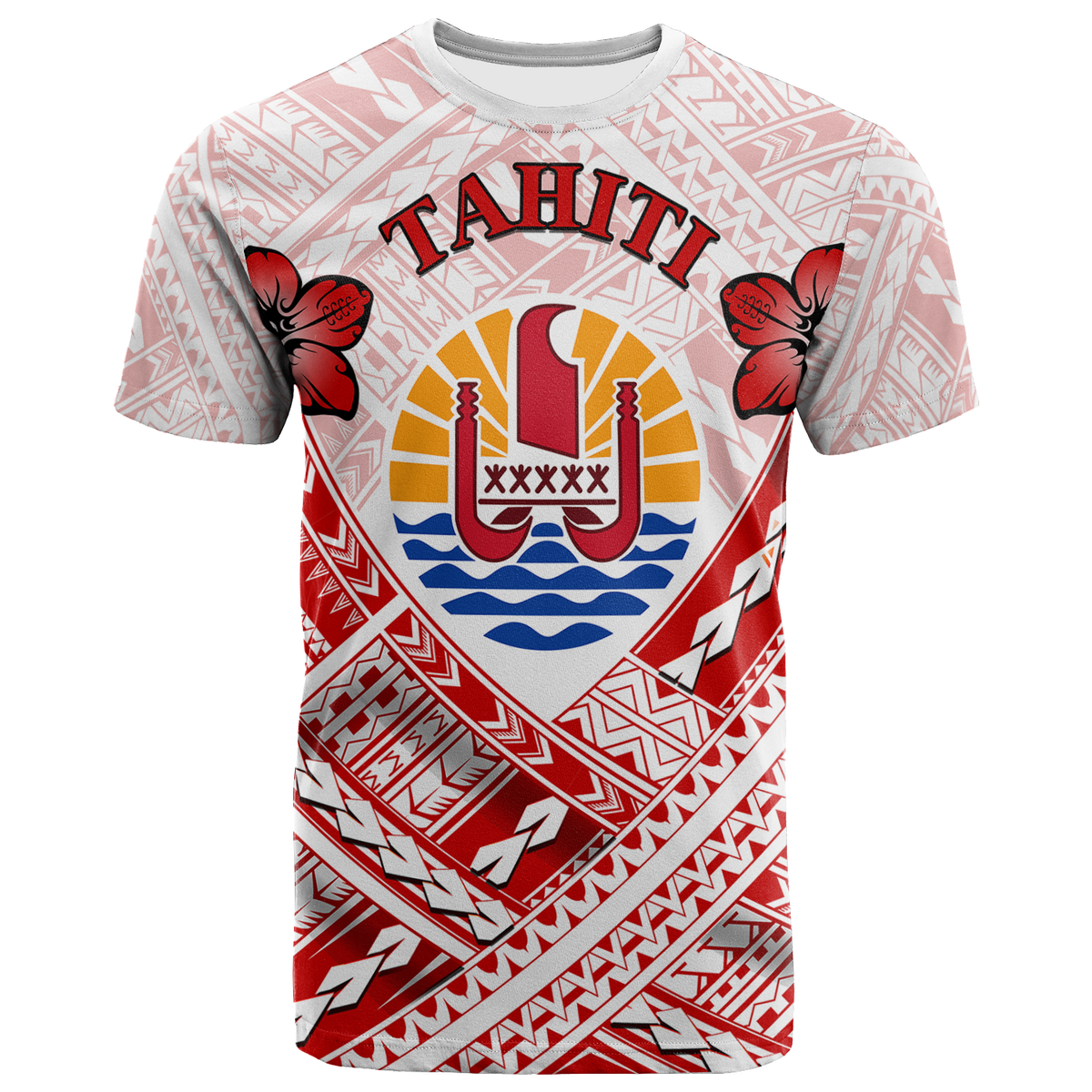 Tahiti Polynesian T Shirt Tahiti Flag Camisole Hibiscus Style Unisex Art - Polynesian Pride