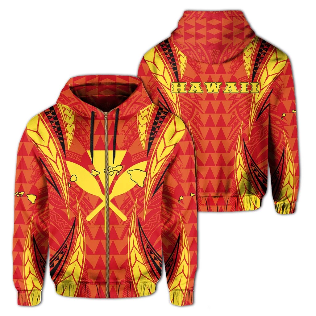 Kanaka Mauna Kea Polynesian Zipper Hoodie Valeria Style Unisex Art - Polynesian Pride
