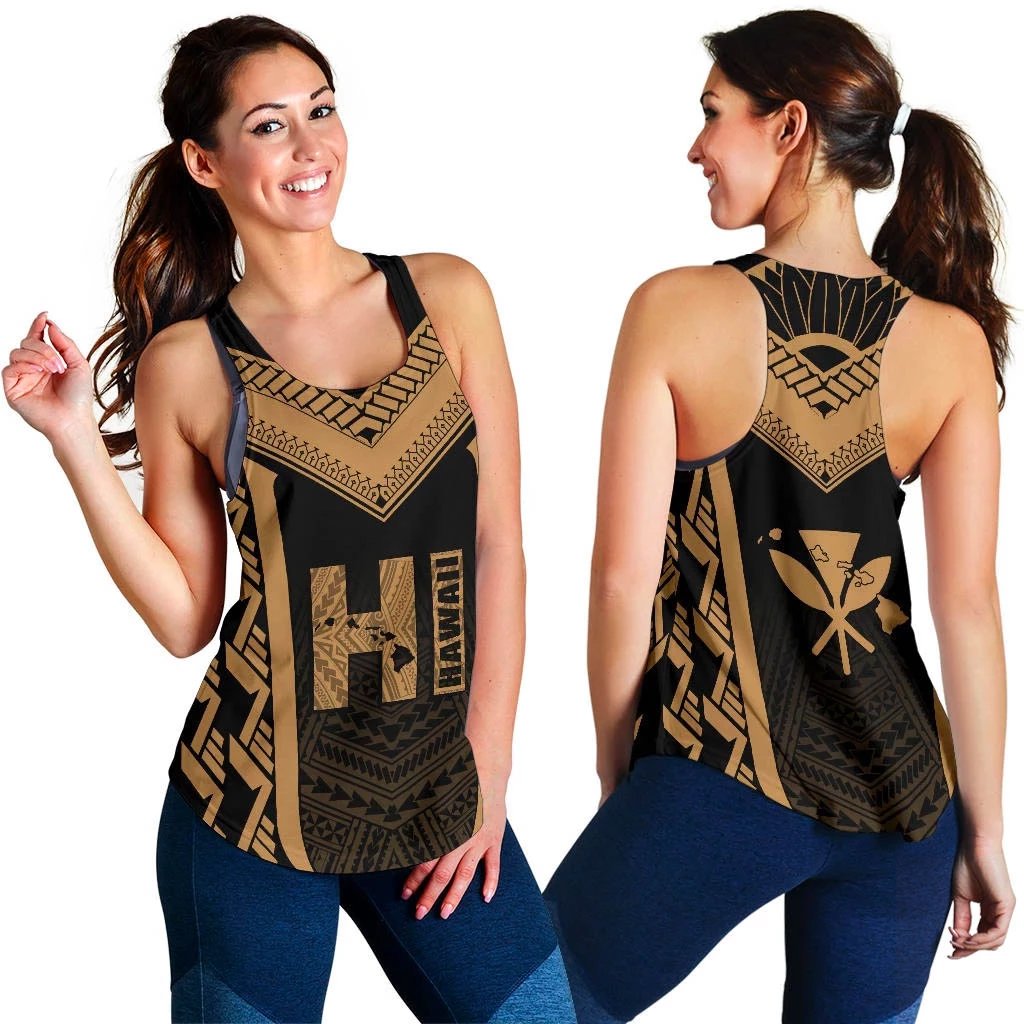 Hawaiian Kanaka Polynesian Women's Racerback Tank Active Gold Gold - Polynesian Pride