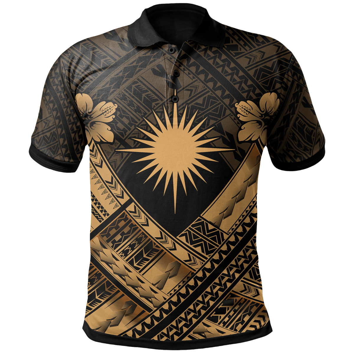 Marshall Islands Polynesian Polo Shirt Marshall Islands Gold Flag Camisole Hibiscus Style Unisex Gold - Polynesian Pride