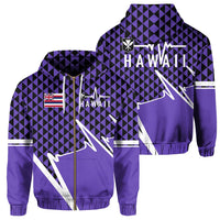Kakau Hawaii In My Heartbeat Flag of Hawaii Zip Hoodie Purple Unisex Purple - Polynesian Pride