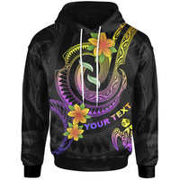 Polynesian Custom Hoodie Plumeria Flowers with Polynesian Patterns Unisex Black - Polynesian Pride