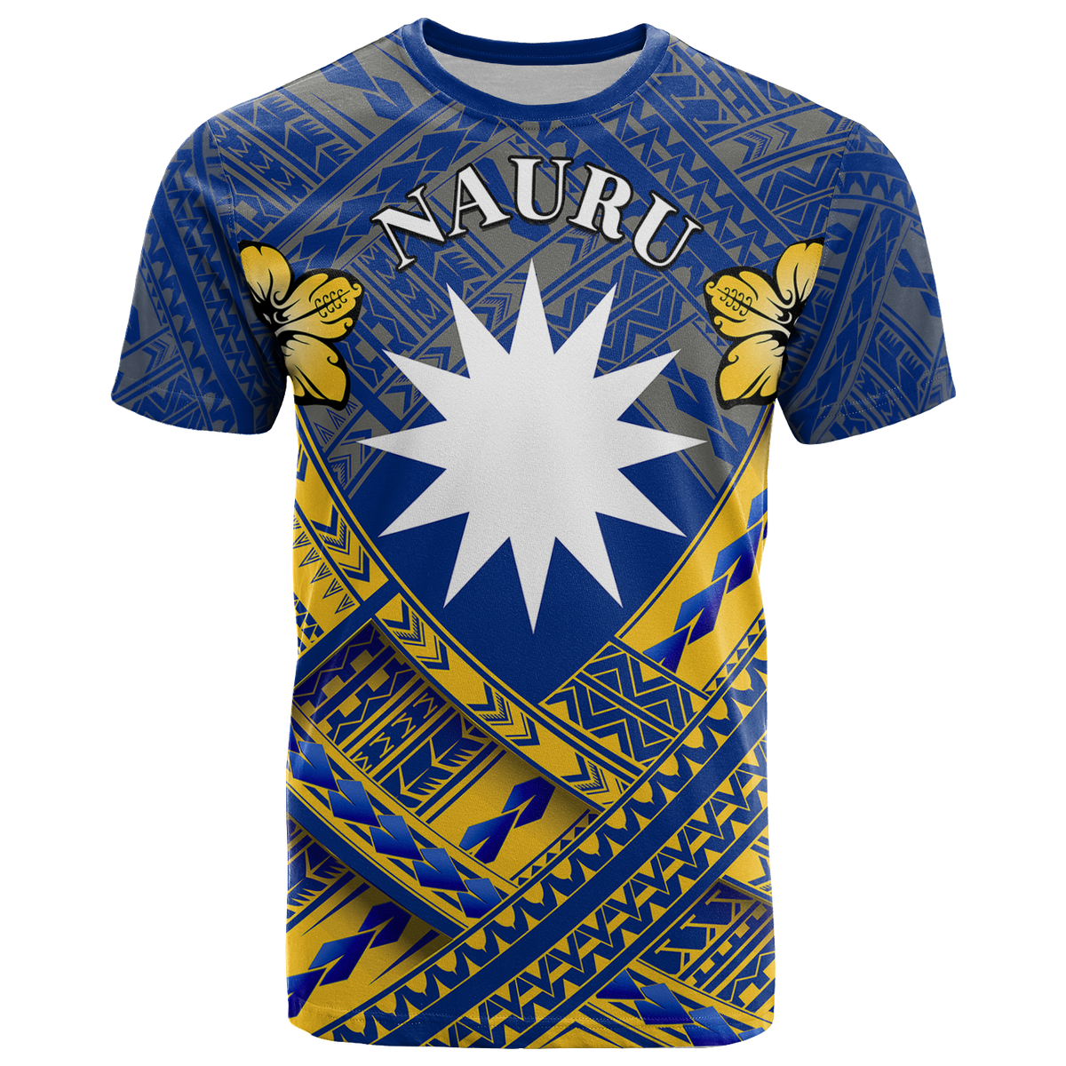 Nauru Polynesian T Shirts Nauru Flag Camisole Hibiscus Style Unisex Art - Polynesian Pride