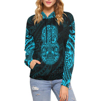 Hei Tiki Maori Tattoo All Over Hoodie Blue - Polynesian Pride