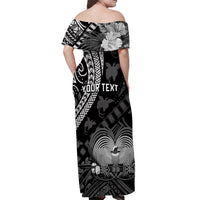(Custom Personalised) Papua New Guinea Off Shoulder Long Dress Raggiana Birds Of Paradise Black LT13 - Polynesian Pride