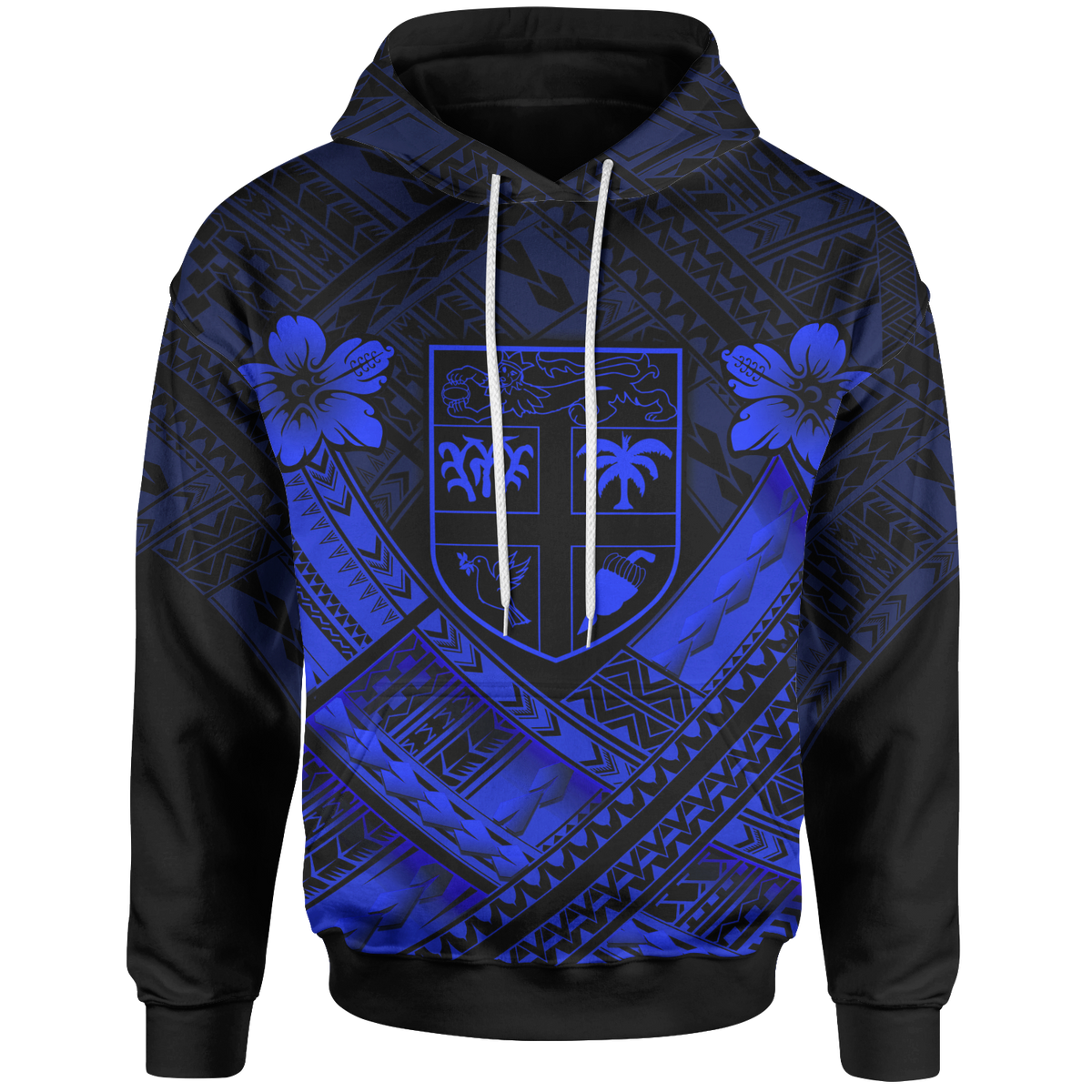 Fiji Polynesian Custom Hoodie Fiji Blue Seal Camisole Hibiscus Style Unisex Blue - Polynesian Pride