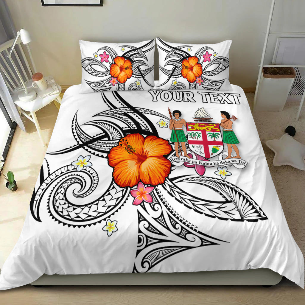(Custom Personalised) Fiji Bedding Set - Hibiscus With Tribal White - LT12 - Polynesian Pride