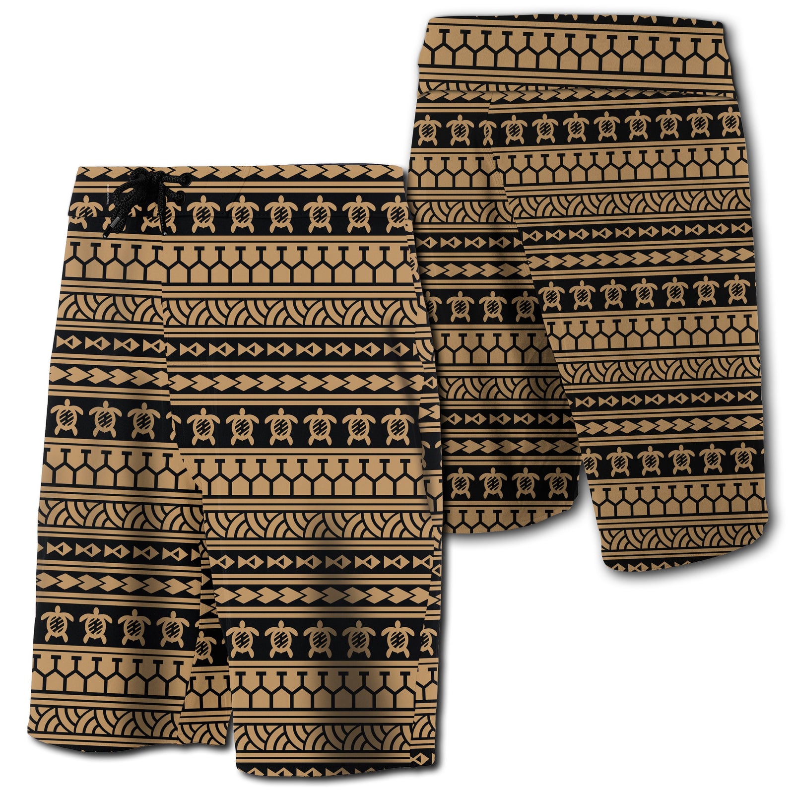 Hawaii Polynesian Tattoo Tribal Board Shorts Gold Men Gold - Polynesian Pride