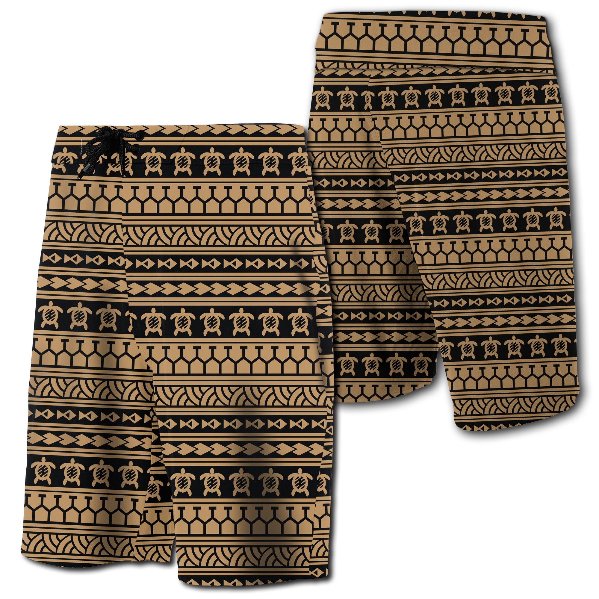 Hawaii Polynesian Tattoo Tribal Board Shorts Gold Men Gold - Polynesian Pride