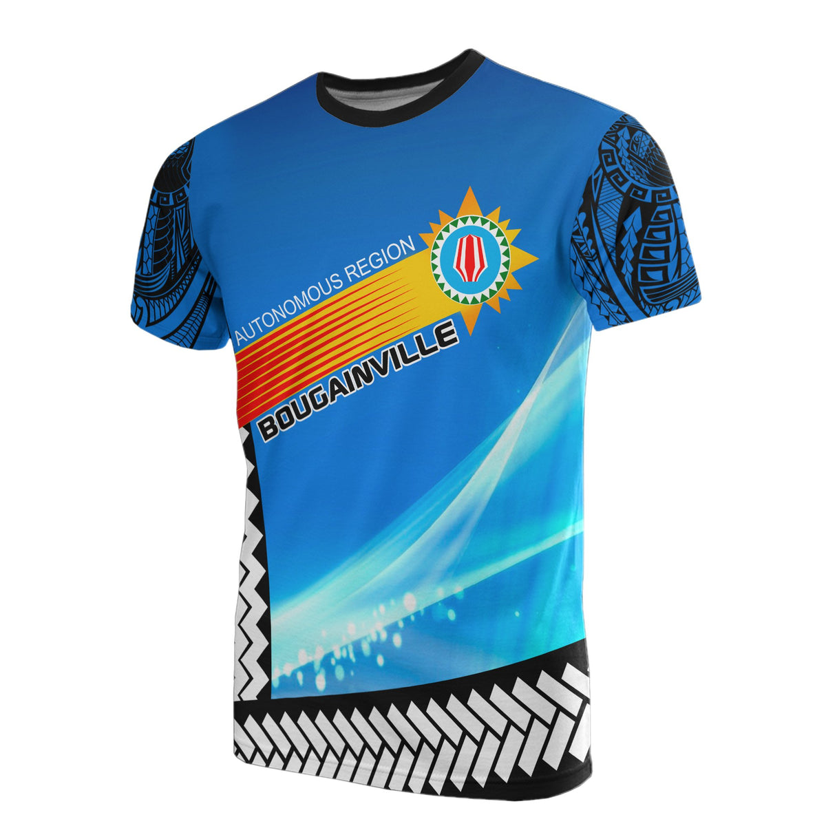 Papua New Guinea All Over Print T Shirt Bougainville Coat Of Arms Unisex Blue - Polynesian Pride