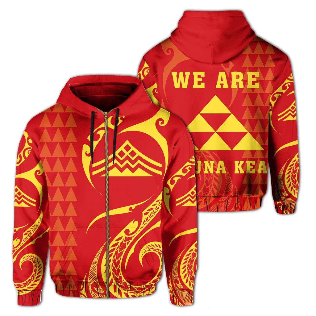 Hawaiian Mauna Kea Polynesian Zipper Hoodie Felicity Style Unisex Art - Polynesian Pride