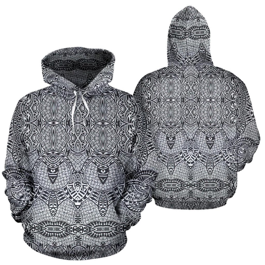 Polynesian Tribal Hoodie 08 Unisex White - Polynesian Pride