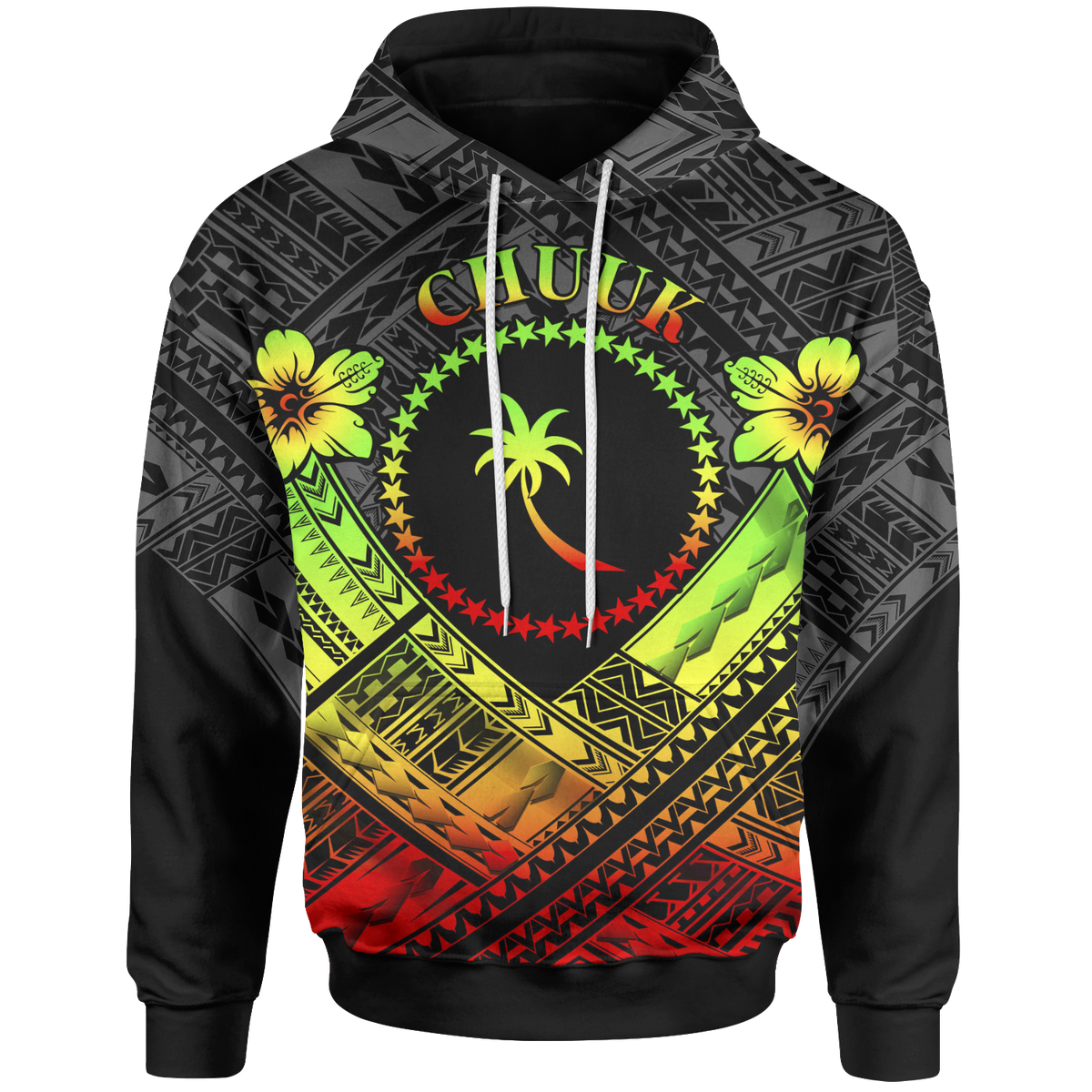 Chuuk Polynesian Hoodie Chuuk Reggae Seal Camisole Hibiscus Style Unisex Reggae - Polynesian Pride