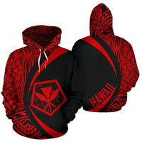Kanaka Polynesian Tribal Hoodie Circle Style Red Color Unisex White - Polynesian Pride