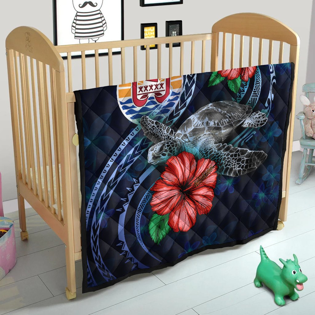 Tahiti Polynesian Premium Quilt - Blue Turtle Hibiscus - Polynesian Pride