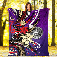 American Samoa Premium Blanket - Tribal Flower With Special Turtles Purple Color - Polynesian Pride