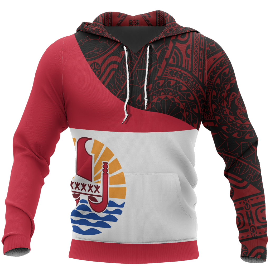Tahiti Pullover Hoodie Tahiti Flag Polynesian A0 Unisex Red - Polynesian Pride