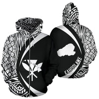 Kahoolawe Kanaka Maoli Polynesian Zip up Hoodie Circle Style Unisex White - Polynesian Pride