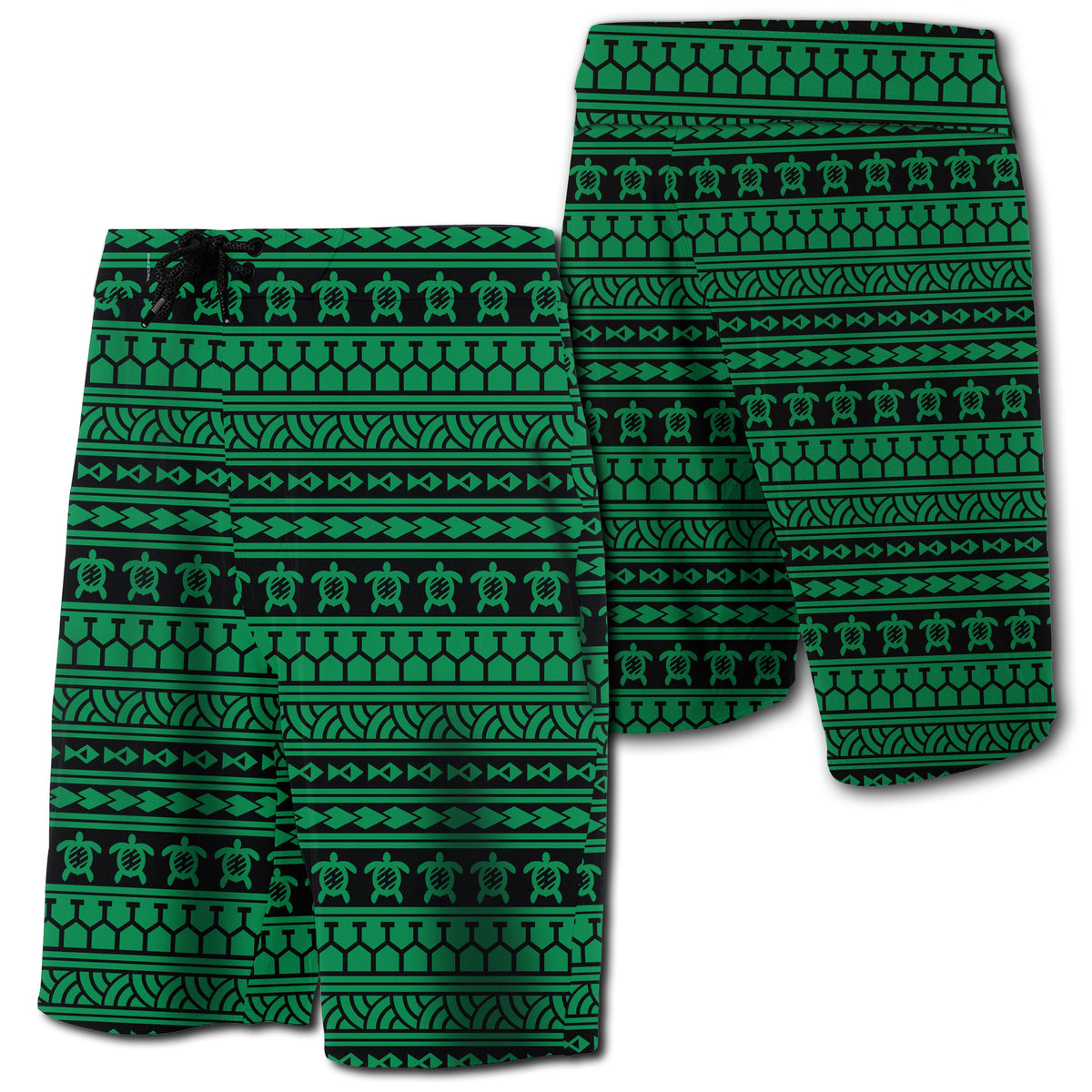 Hawaii Polynesian Tattoo Tribal Board Shorts Green Men Green - Polynesian Pride