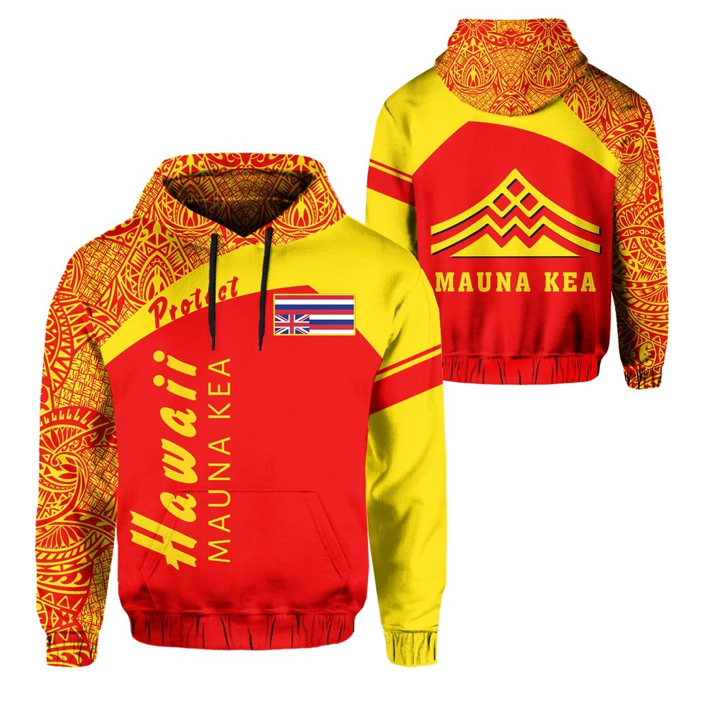Hawaiian Polynesian Mauna Kea Hoodie Vera Style Unisex Orange - Polynesian Pride
