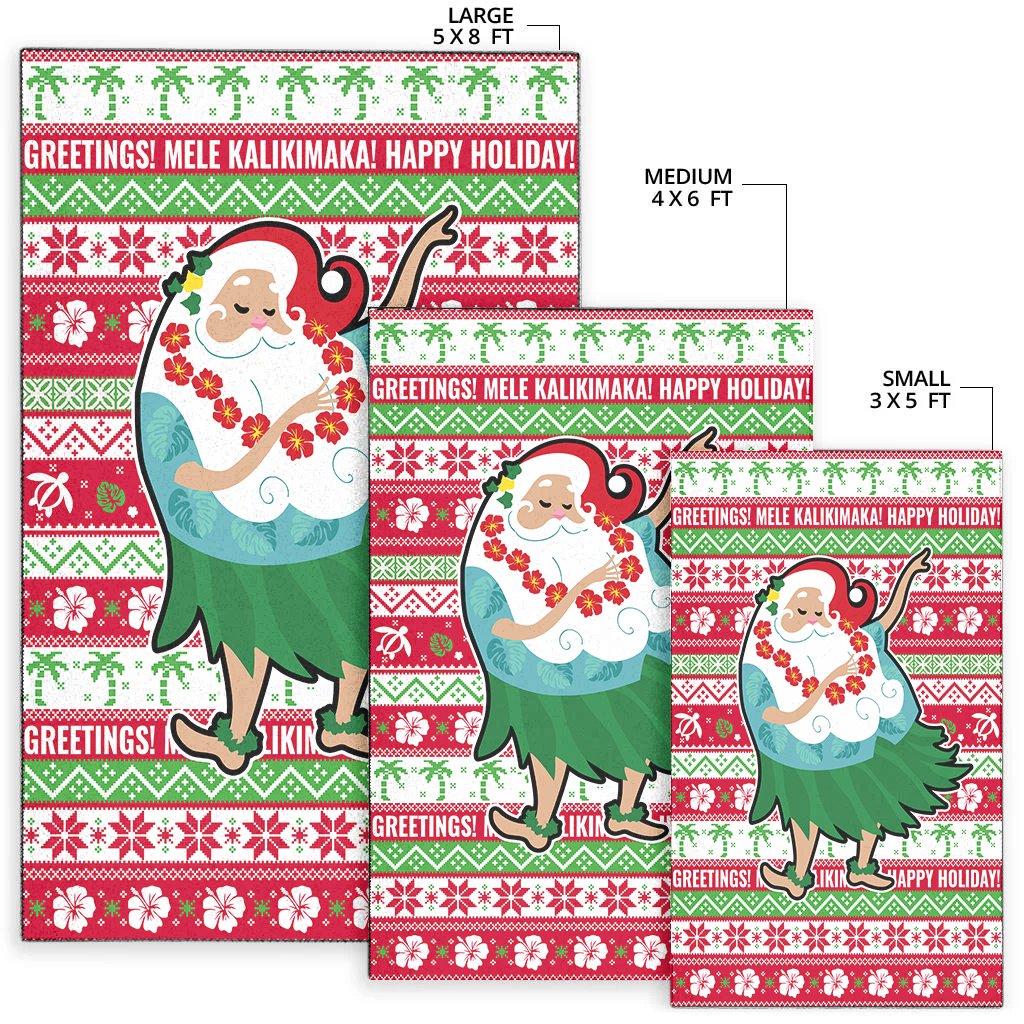 Hawaii Area Rug Christmas - Santa Hula Dancing - Polynesian Pride