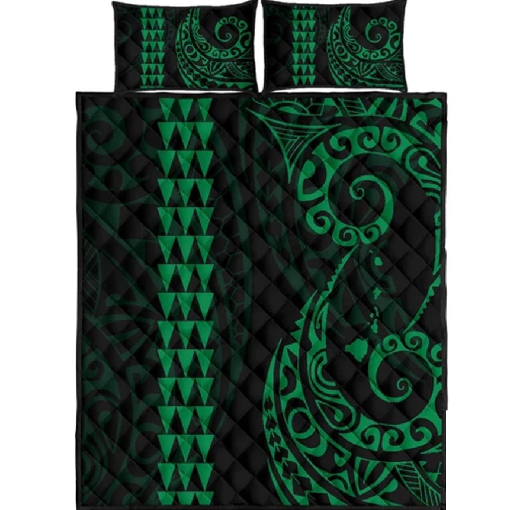 Hawaii Polynesian Quilt Bed Set Green Green - Polynesian Pride
