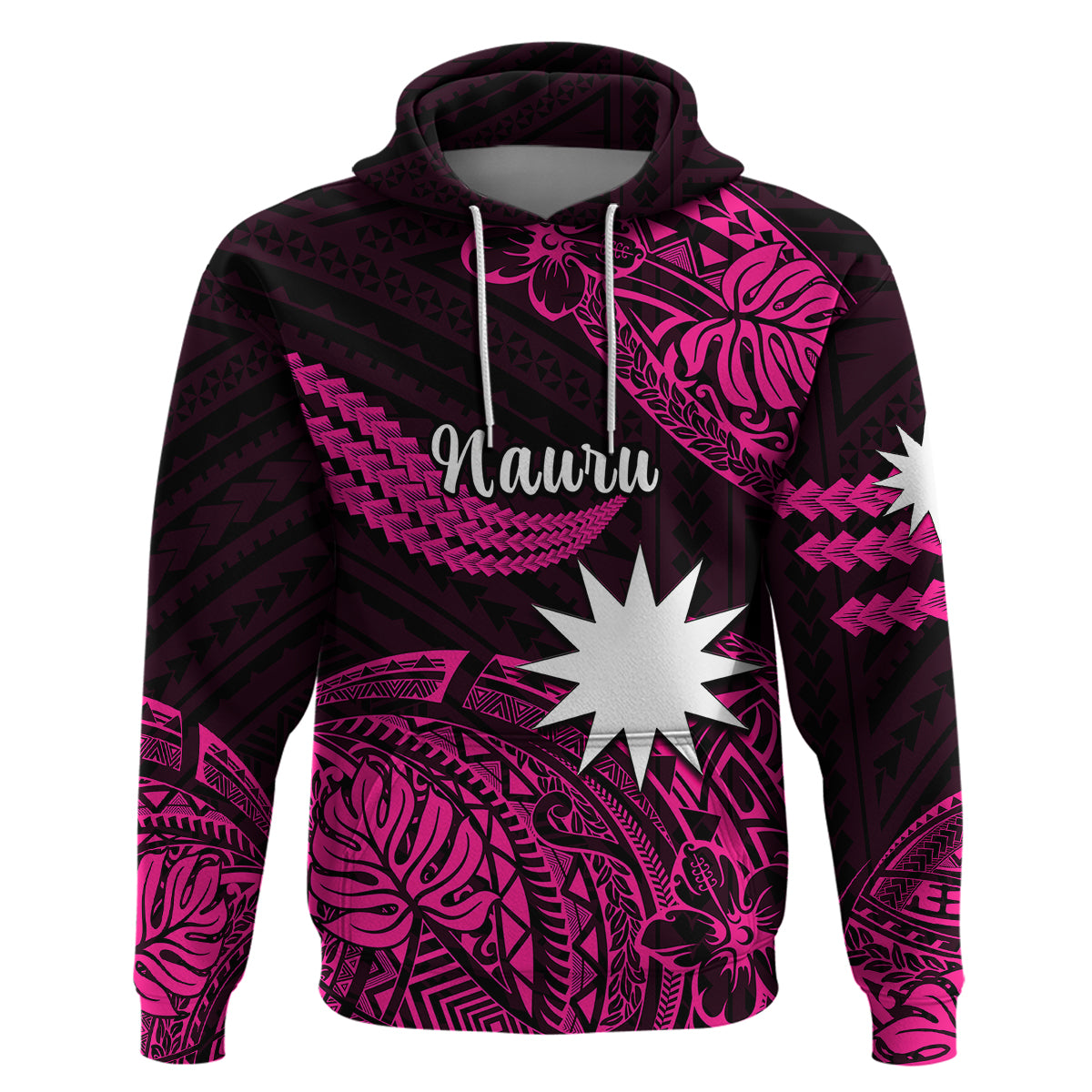 Custom Nauru Polynesian Hoodie Hibiscus Naoero Pink LT14 - Polynesian Pride