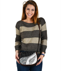 Paua Shell Maori Silver Fern Saddle Bag White - Polynesian Pride