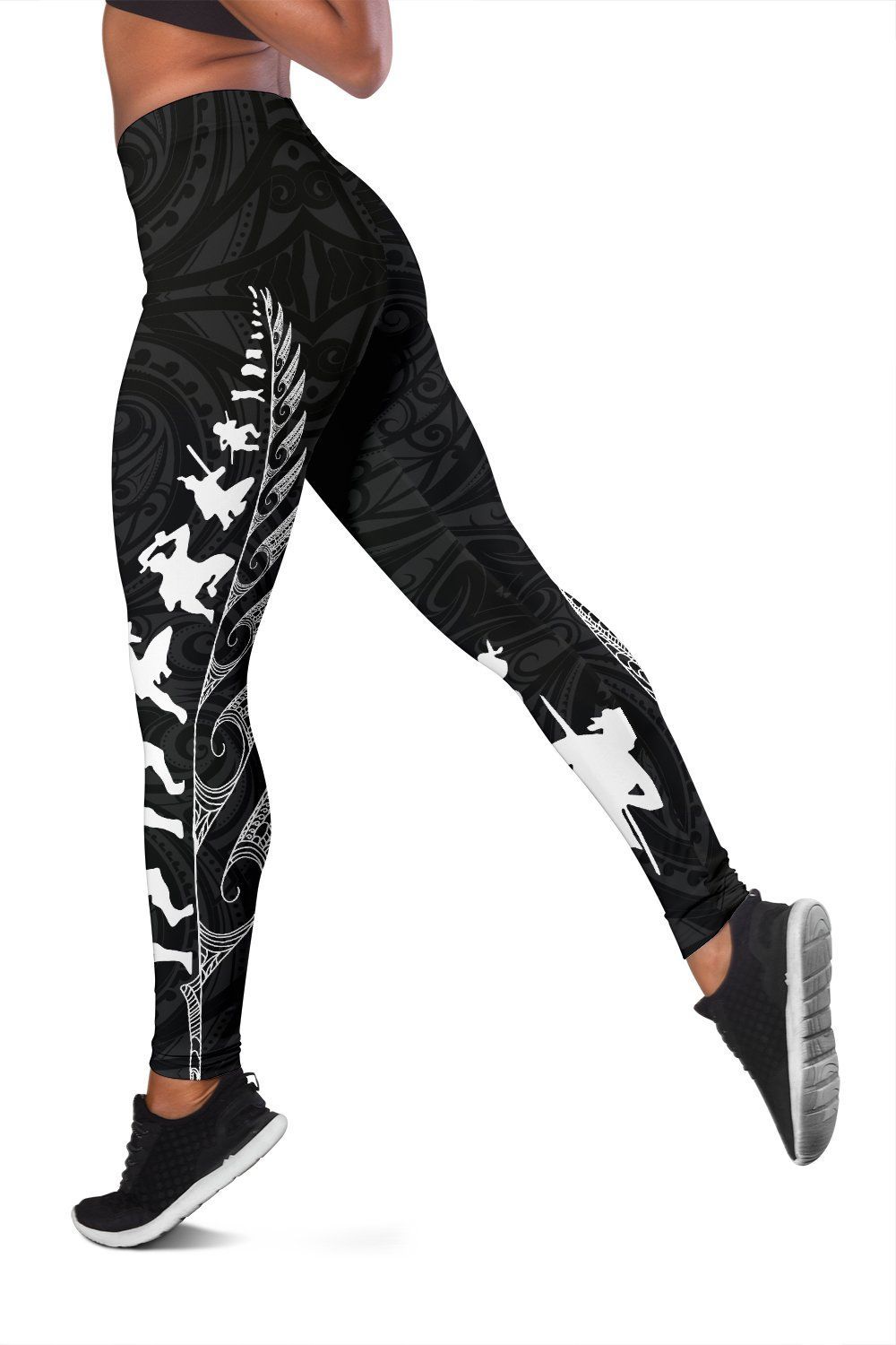 New Zealand Maori Haka Fern Leggings Black - Polynesian Pride