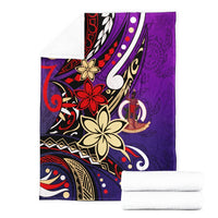 Vanuatu Premium Blanket - Tribal Flower With Special Turtles Purple Color - Polynesian Pride