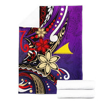 Tokelau Premium Blanket - Tribal Flower With Special Turtles Purple Color - Polynesian Pride