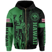 Polynesian Pride Hoodie Hawaii King Polynesian Hoodie Zip up Lawla Style Green - Polynesian Pride