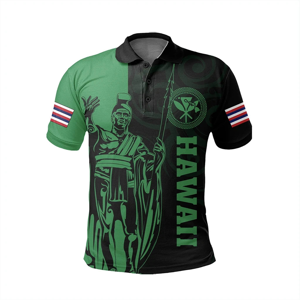 Polynesian Pride Shirt Hawaii King Polynesian Polo Shirt Lawla Style Green - Polynesian Pride