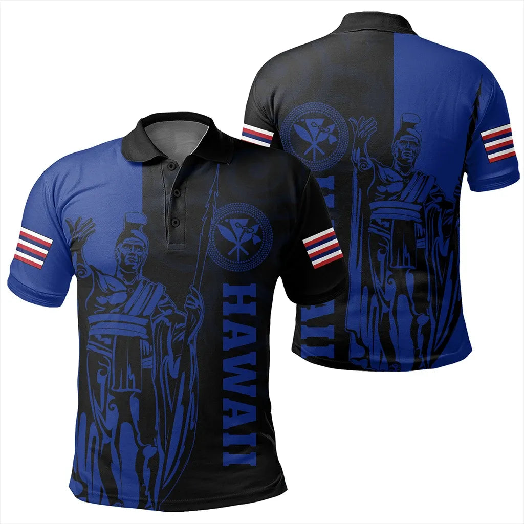 Polynesian Pride Shirt Hawaii King Polynesian Polo Shirt Lawla Style Blue - Polynesian Pride