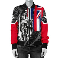 Polynesian Pride Jacket - Hawaii King Flag Polynesian Women's Bomber Jacket - White - Polynesian Pride