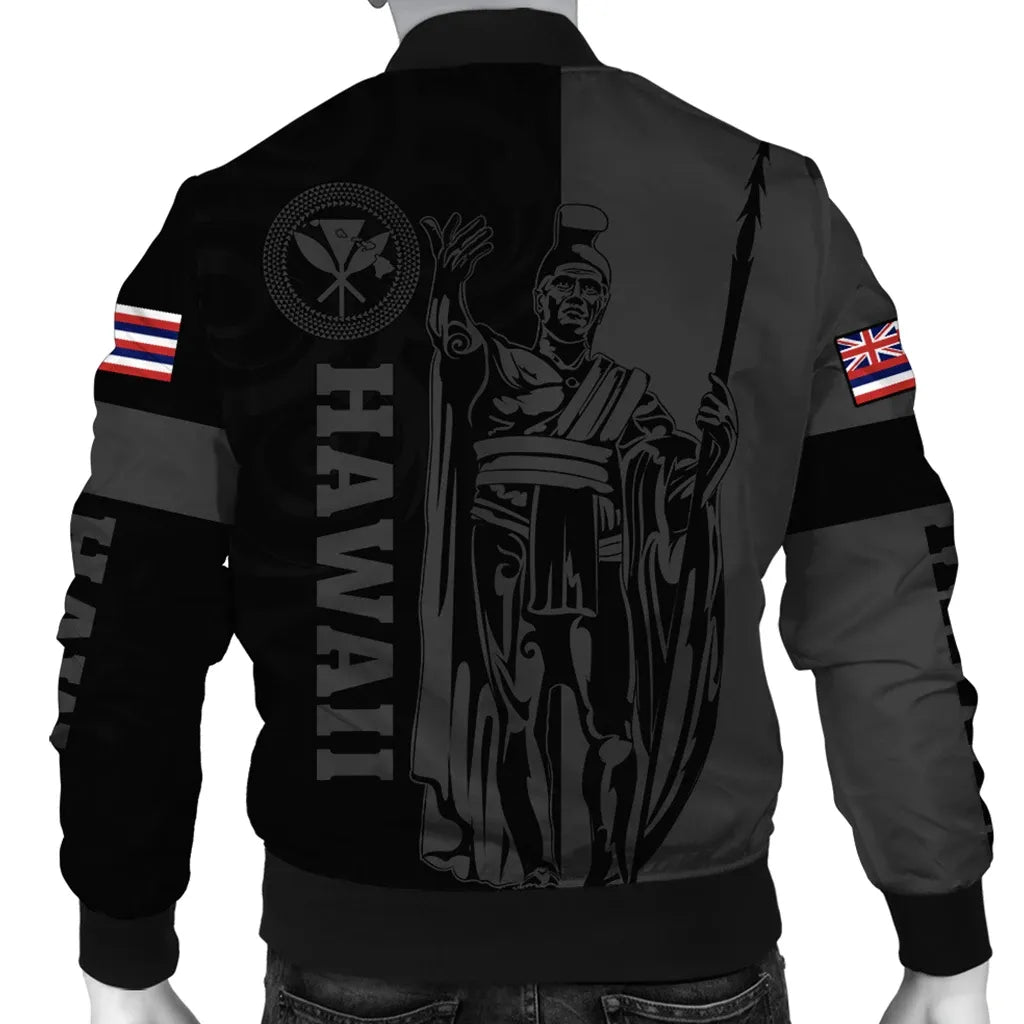 Polynesian Pride Jacket - Hawaii King Polynesian Bomber Jacket - Lawla Style Gray - Polynesian Pride