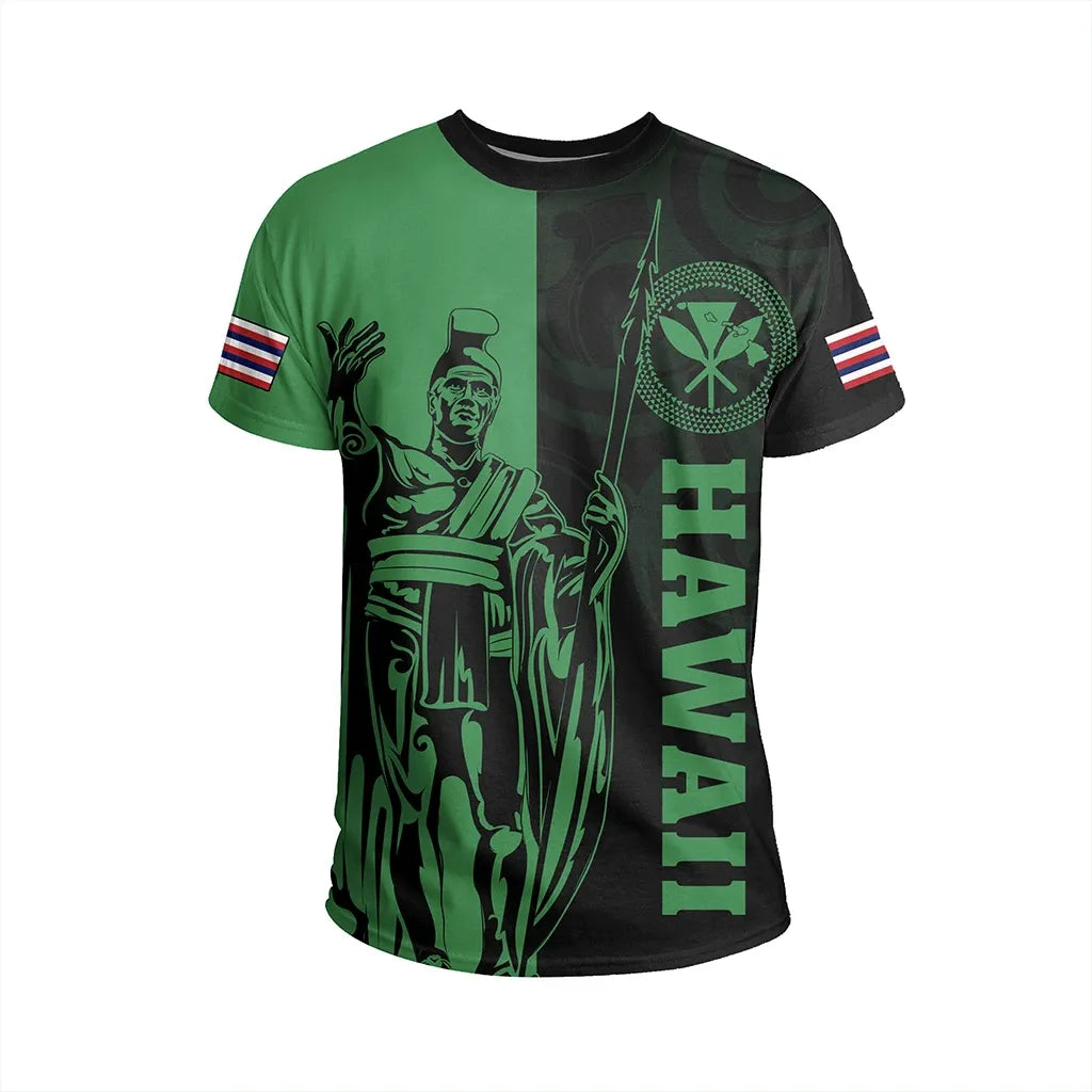 Polynesian Pride Tee Hawaii King Polynesian T shirt Lawla Style Green - Polynesian Pride