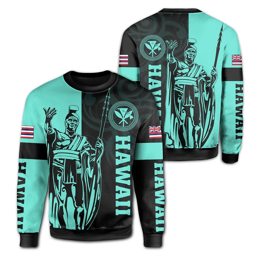 Polynesian Pride Shirt - Hawaii King Polynesian Sweatshirt - Lawla Style Turquoise - Polynesian Pride