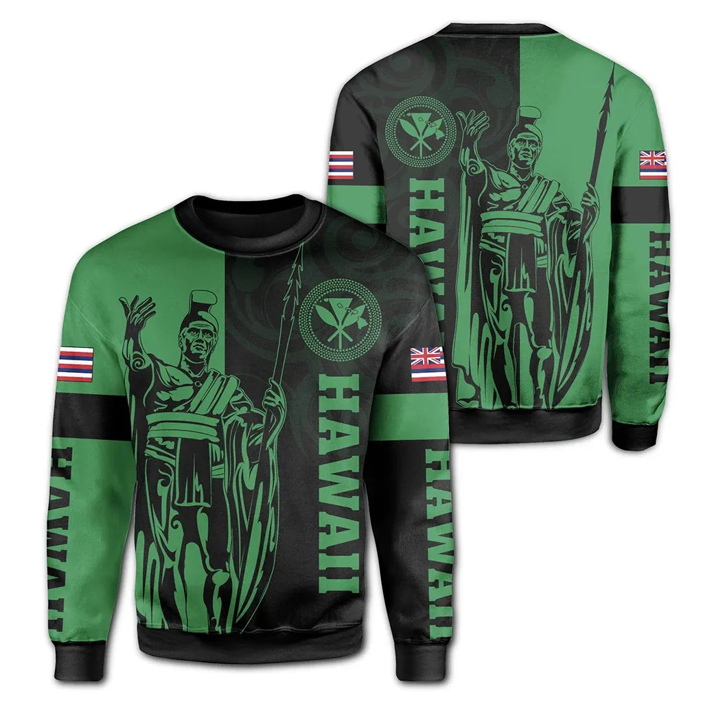 Polynesian Pride Shirt - Hawaii King Polynesian Sweatshirt - Lawla Style Green - Polynesian Pride