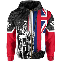 Polynesian Pride Clothing Zip Hoodie Hawaii King Flag Polynesian White - Polynesian Pride