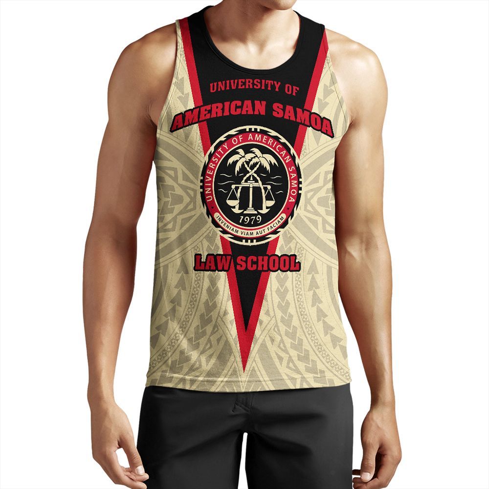 Samoan Clothing - American Samoa Law School Tank Top Male Beige - Polynesian Pride