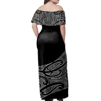 NE Maori Dress - Moko Curve Off Shoulder Long Dress - Polynesian Pride